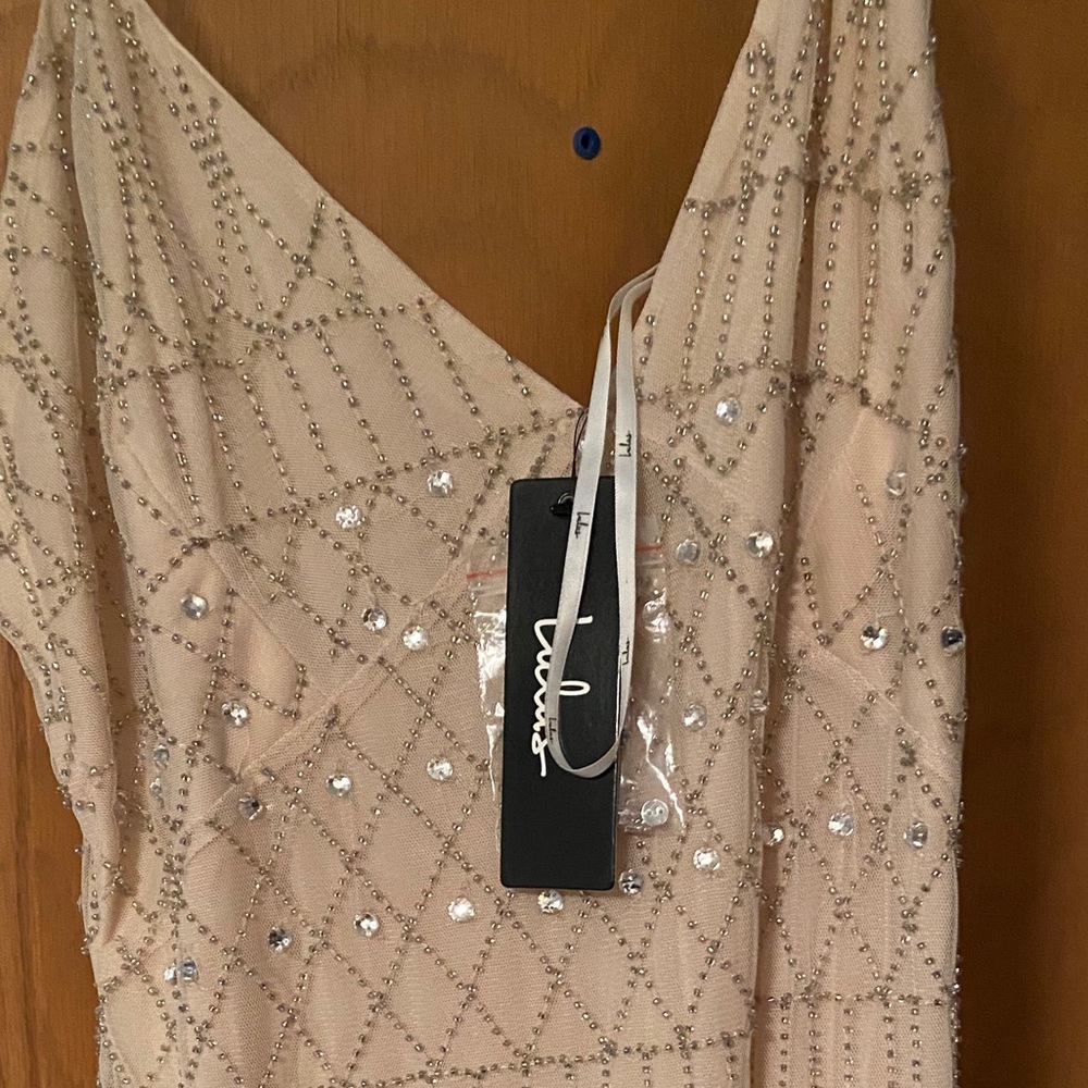 MAKE AN OFFER Beige Beaded Dress - Picture 2 of 7